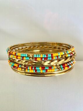 Set of 8 Vibrant Bangle Bracelets Bohemian Large